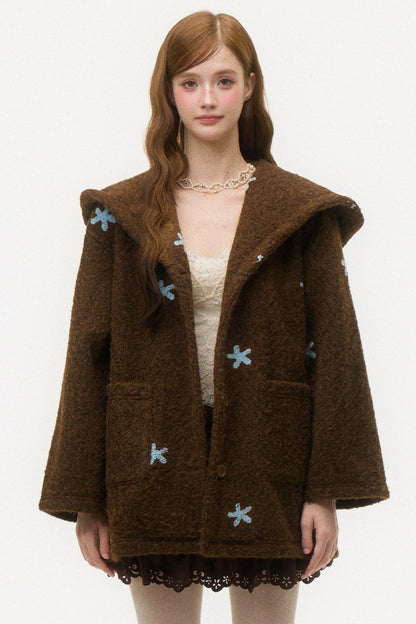 3D Embroidered Wool Coat