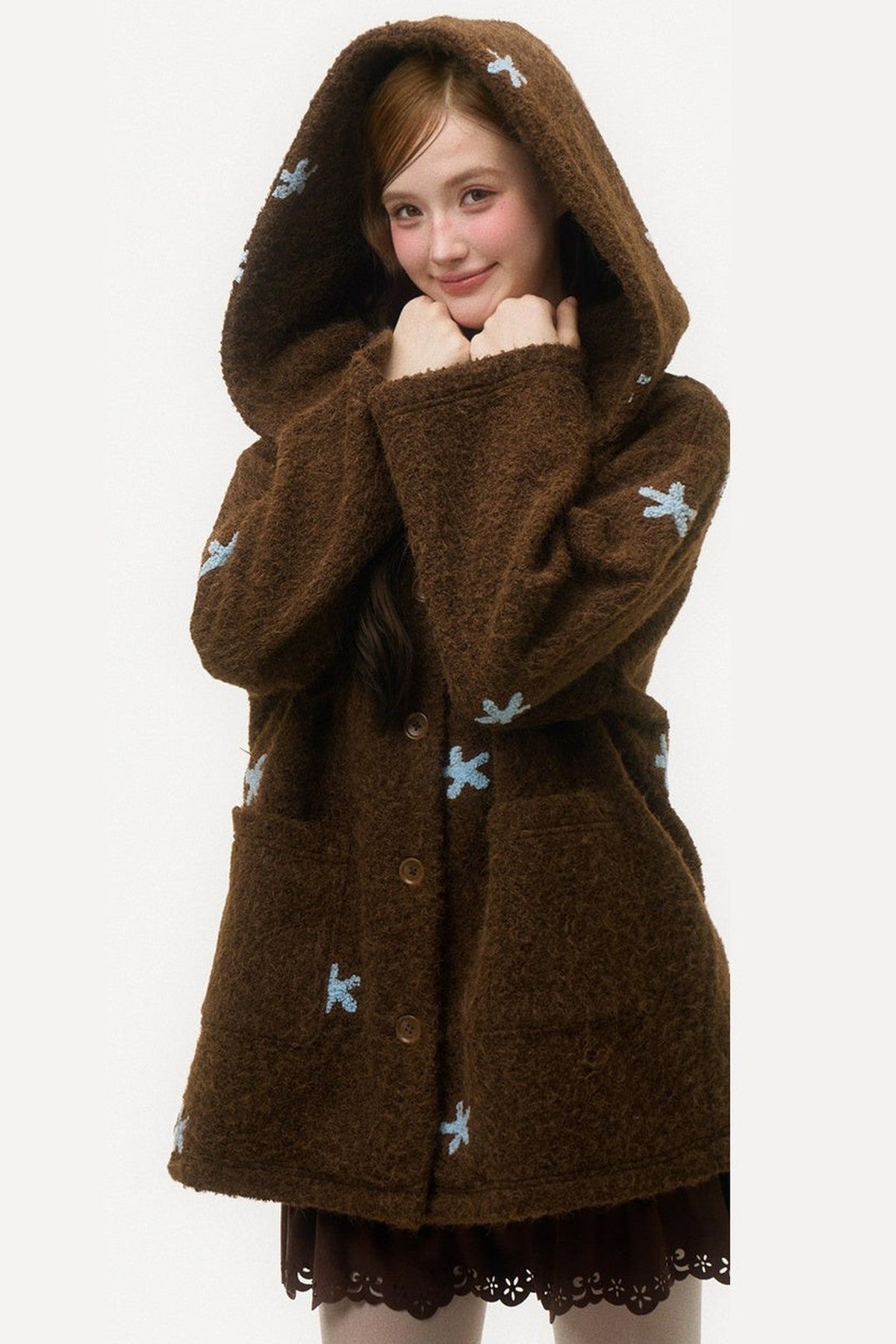 3D Embroidered Wool Coat