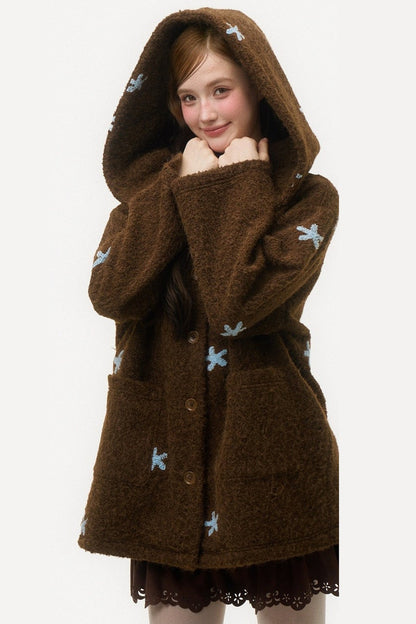 3D Embroidered Wool Coat