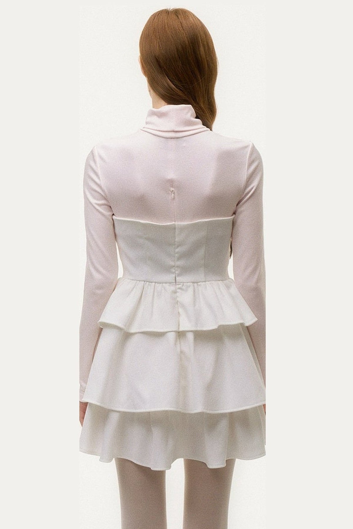 Layered-Look Ruffled Knit Dress