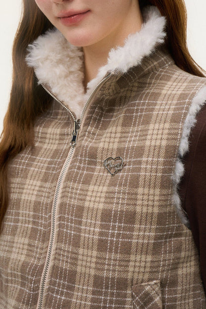Reversible Plaid Sherpa Vest