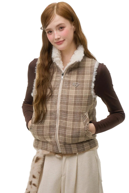 Reversible Plaid Sherpa Vest