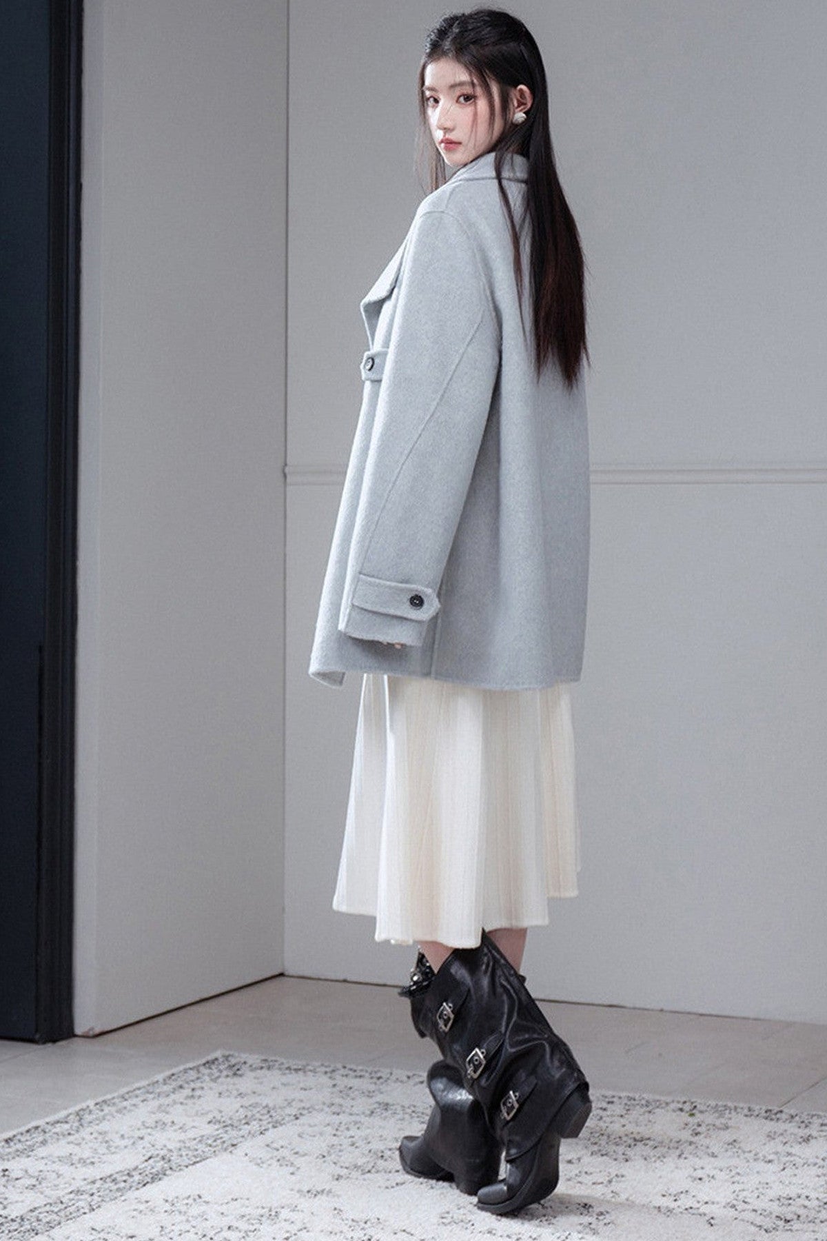 Camel Wool Silk Shawl Coat