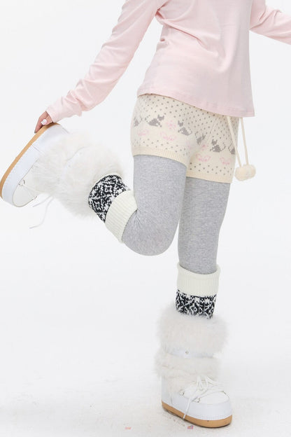 High-Waisted Snowflake Polka Dot Shorts