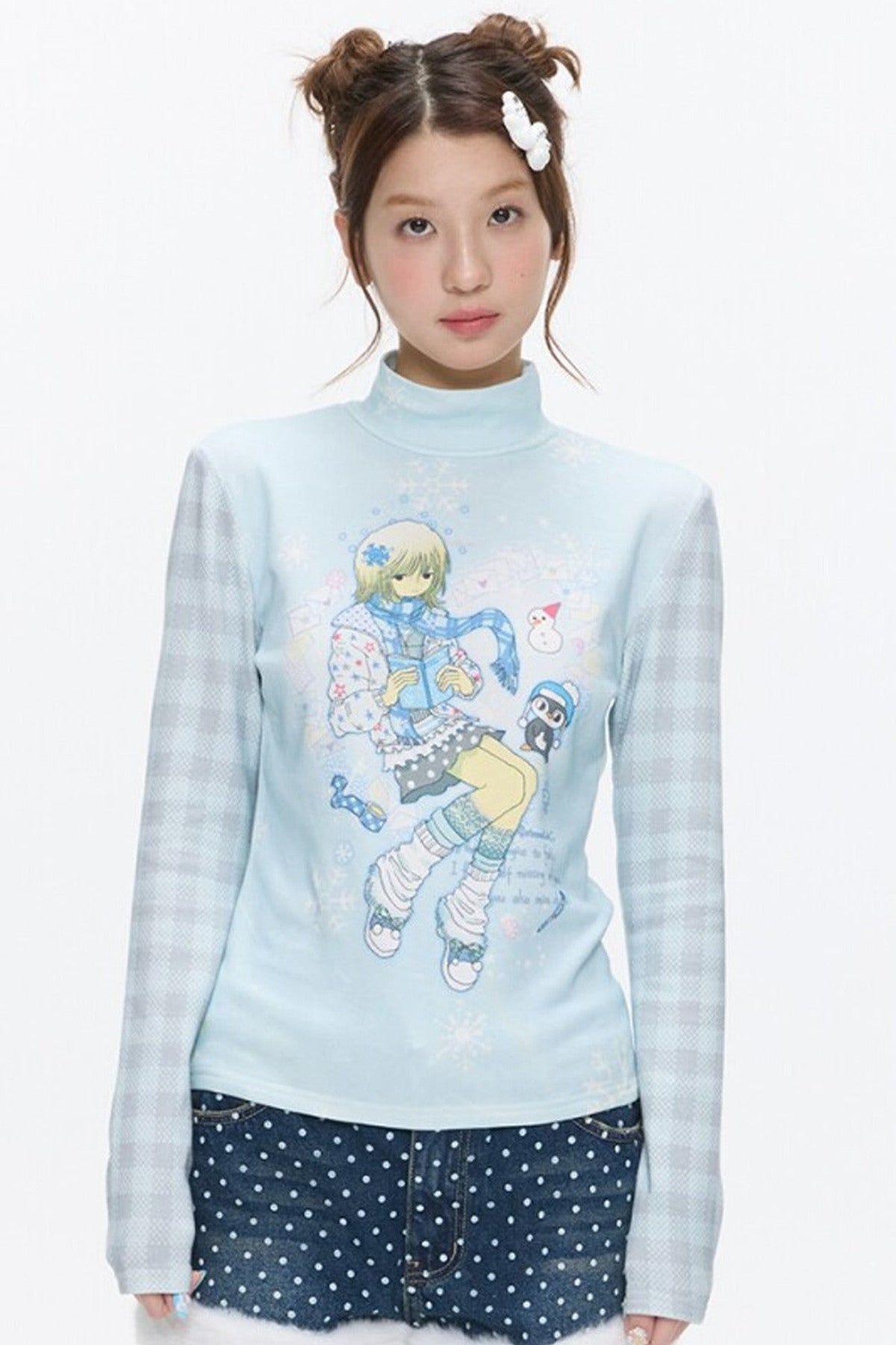 Octopus Grass Half-Turtleneck Top