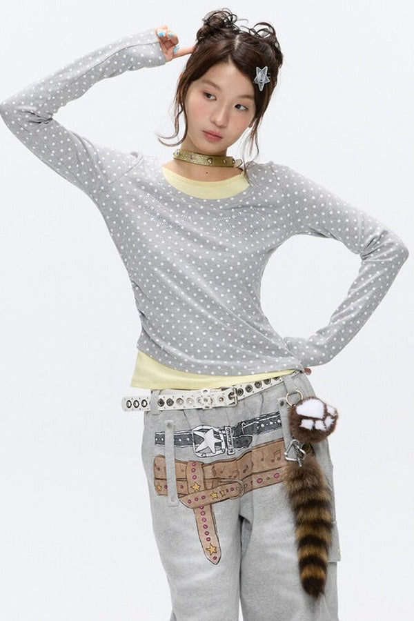 Polka Dot Layered-Look Blouse