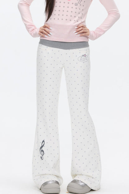 Striped Waistband Polka Dot Sweatpants