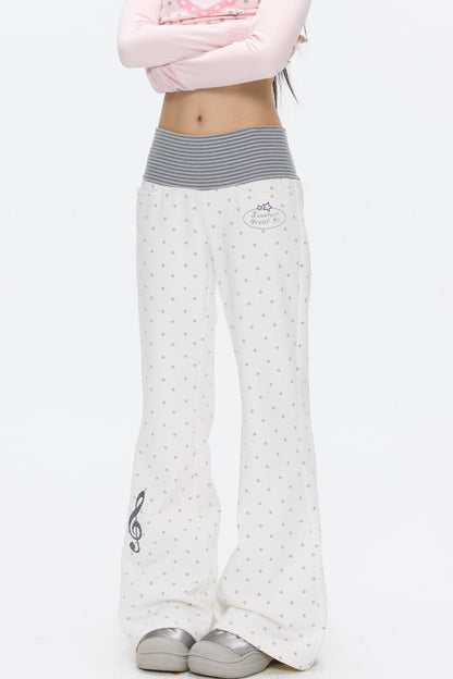 Striped Waistband Polka Dot Sweatpants