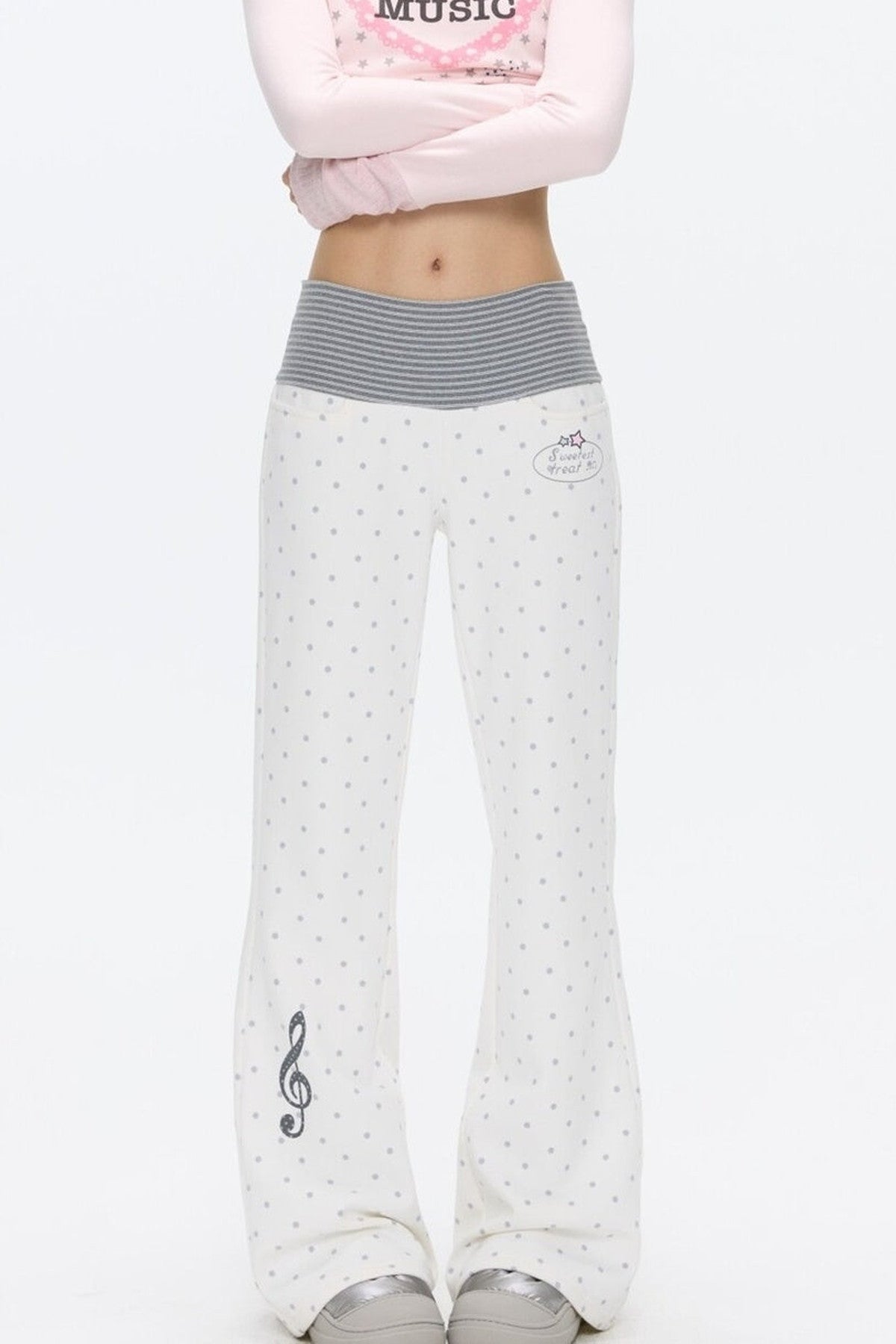 Striped Waistband Polka Dot Sweatpants