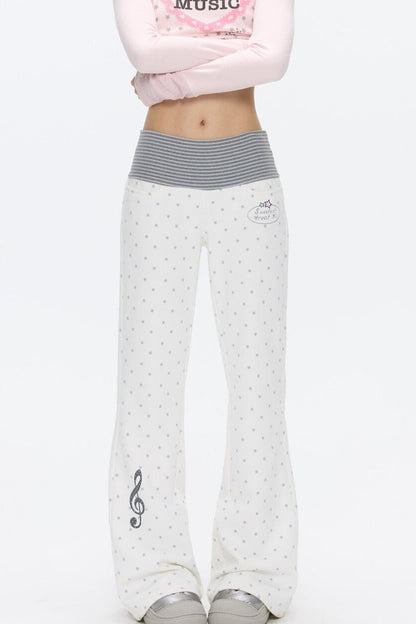 Striped Waistband Polka Dot Sweatpants