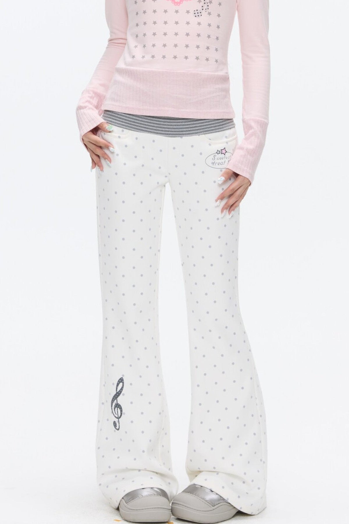 Striped Waistband Polka Dot Sweatpants