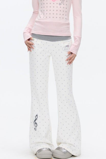 Striped Waistband Polka Dot Sweatpants