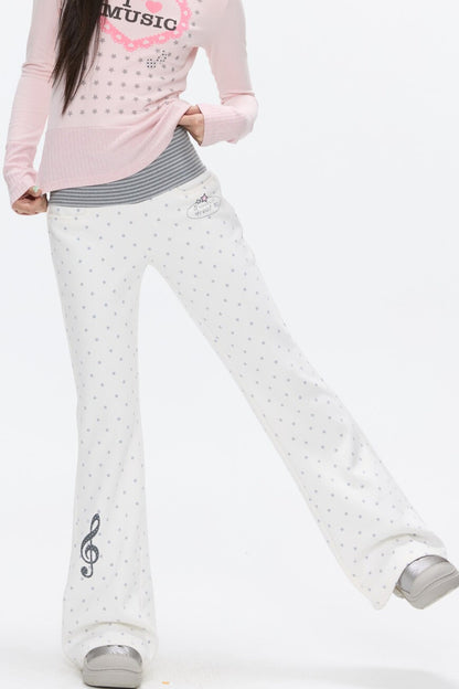 Striped Waistband Polka Dot Sweatpants