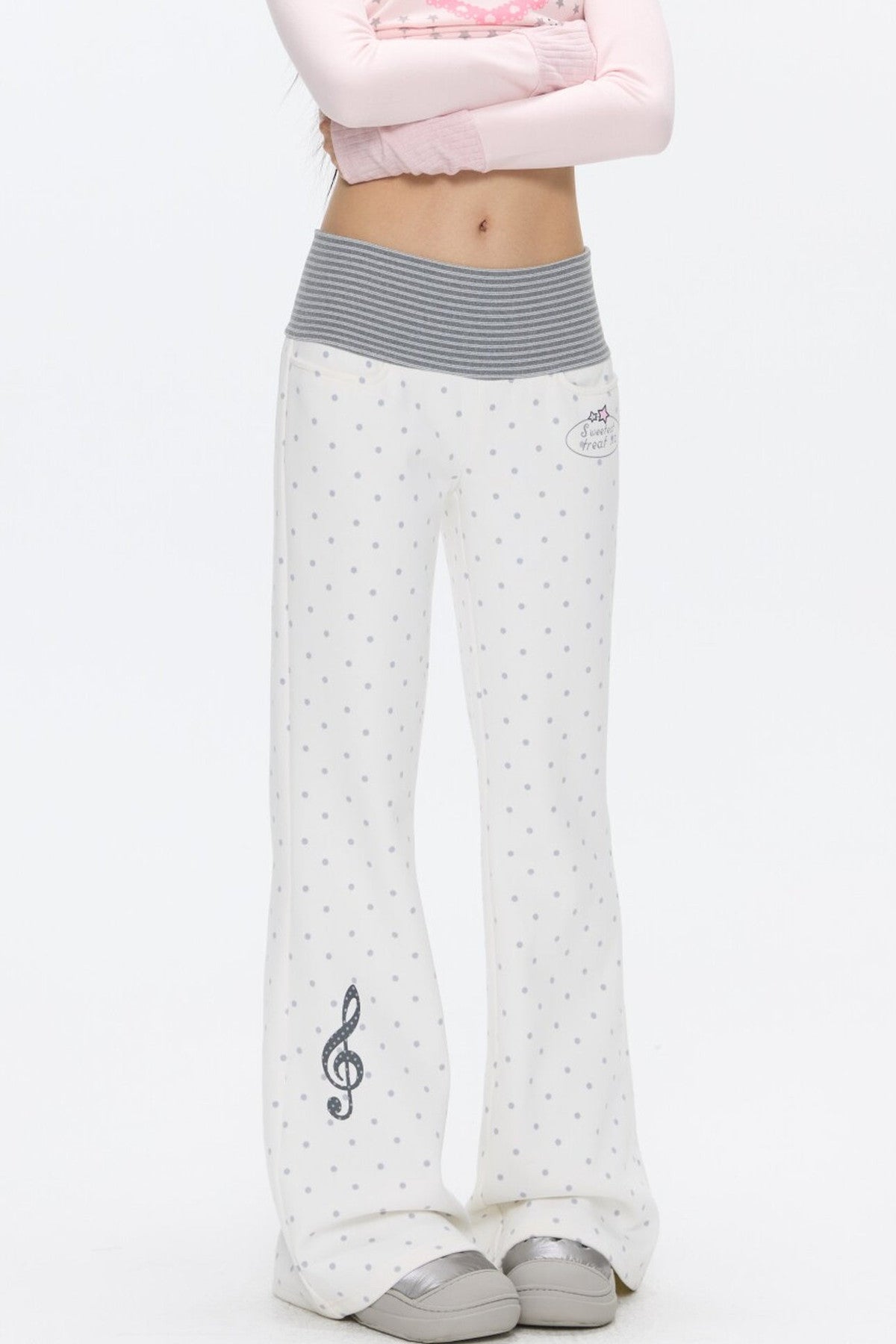 Striped Waistband Polka Dot Sweatpants