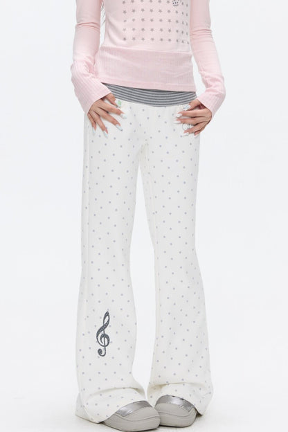 Striped Waistband Polka Dot Sweatpants