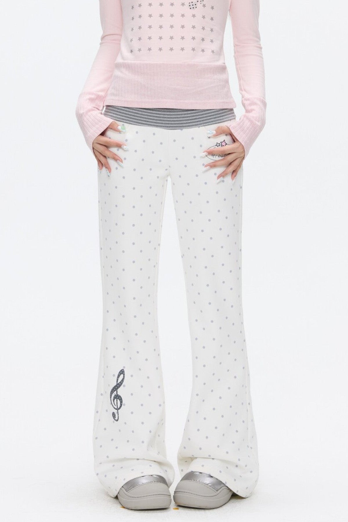 Striped Waistband Polka Dot Sweatpants