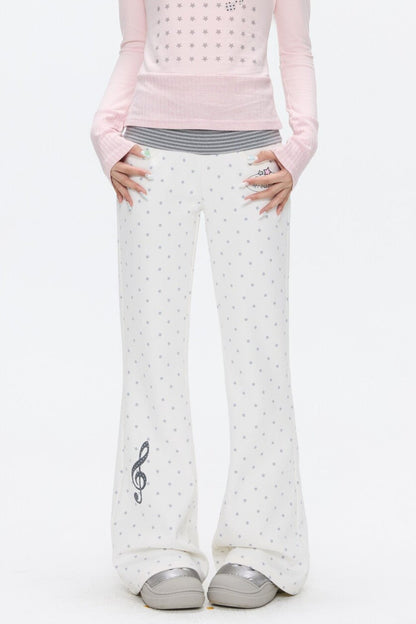 Striped Waistband Polka Dot Sweatpants