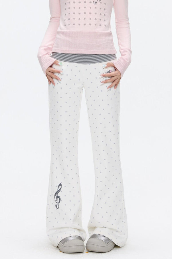Striped Waistband Polka Dot Sweatpants