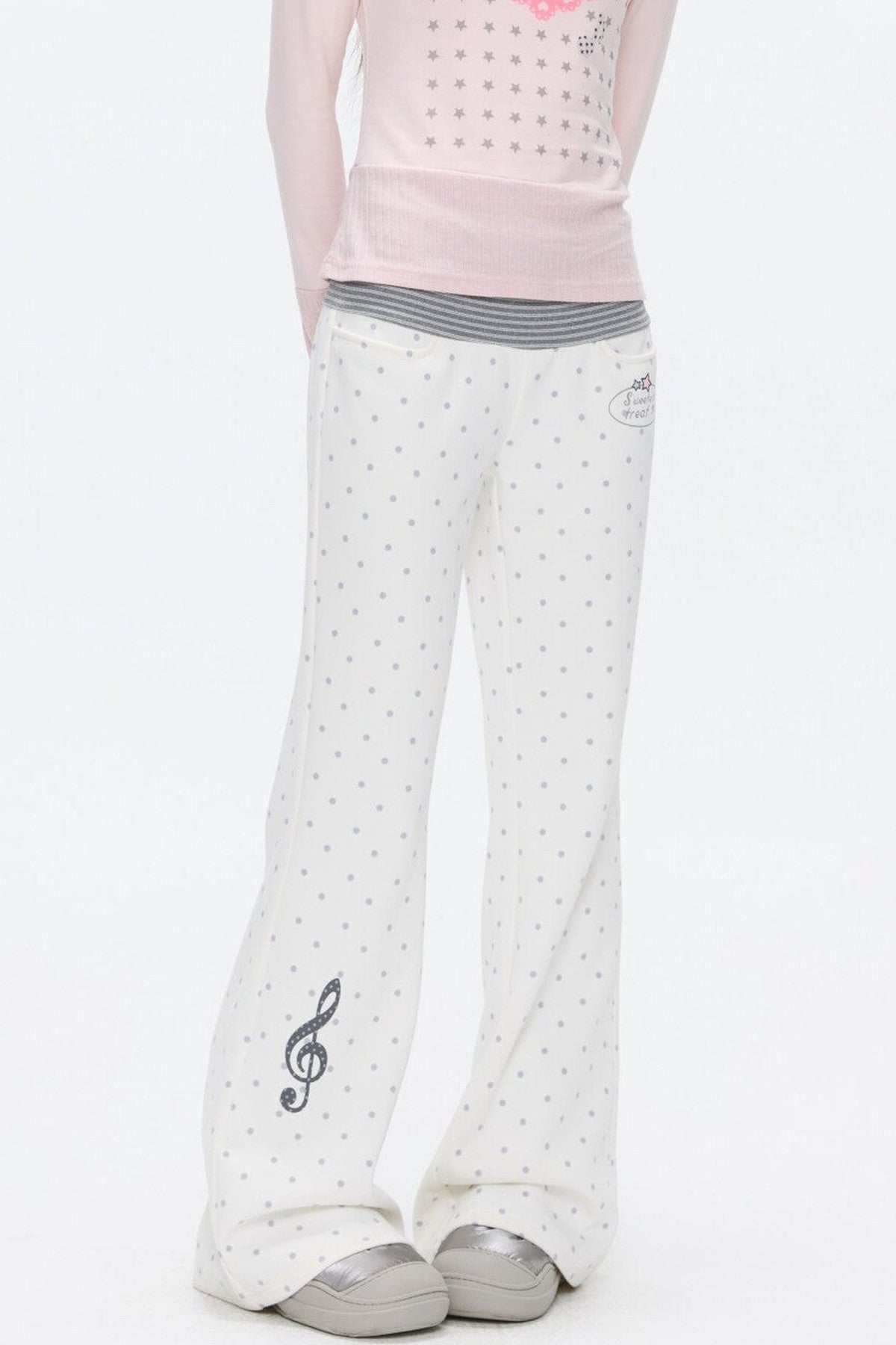 Striped Waistband Polka Dot Sweatpants