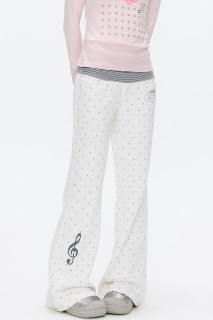 Striped Waistband Polka Dot Sweatpants