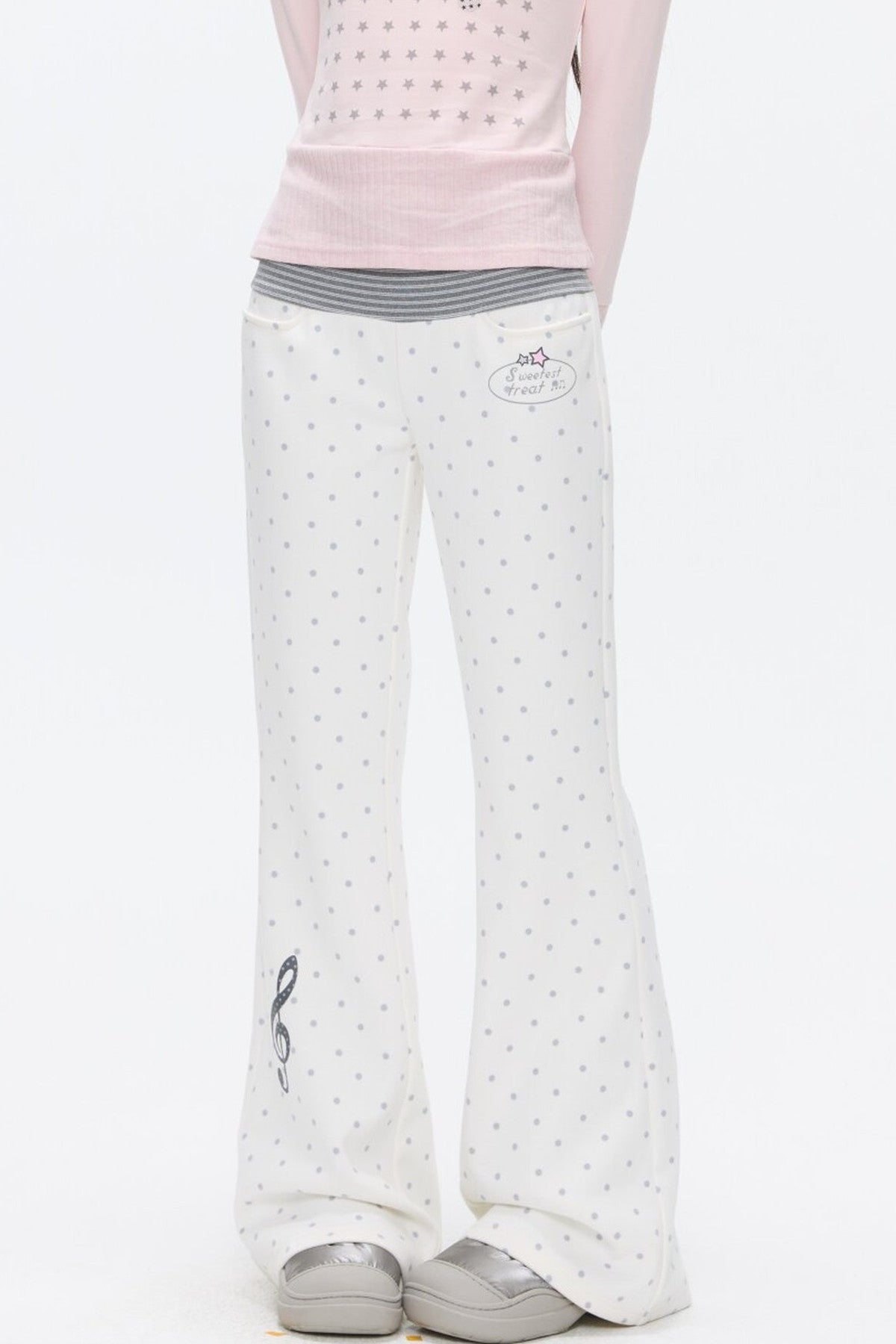 Striped Waistband Polka Dot Sweatpants
