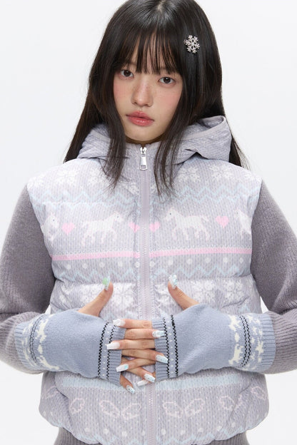 Fair Isle Sweater Down Coat