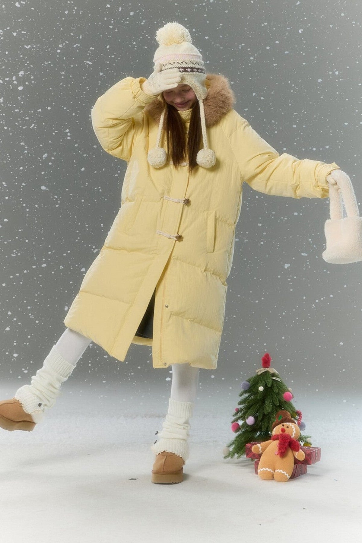 Cream Yellow Horn Button Down Coat