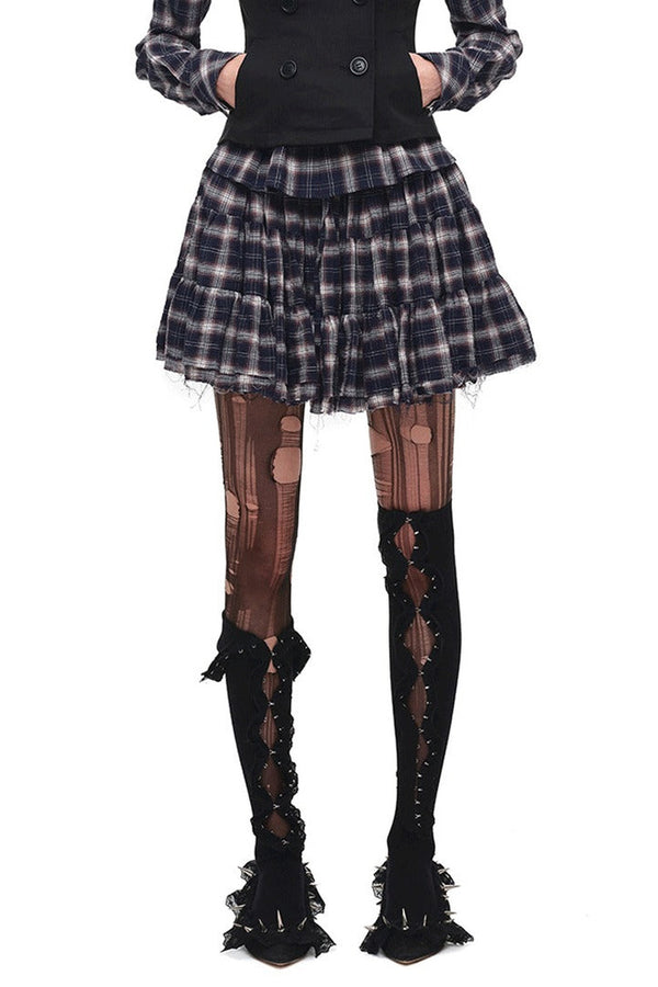 Plaid Shirt and Tiered Skirt Set-Up