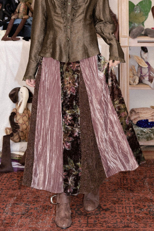 Velvet Lace A-Line Skirt