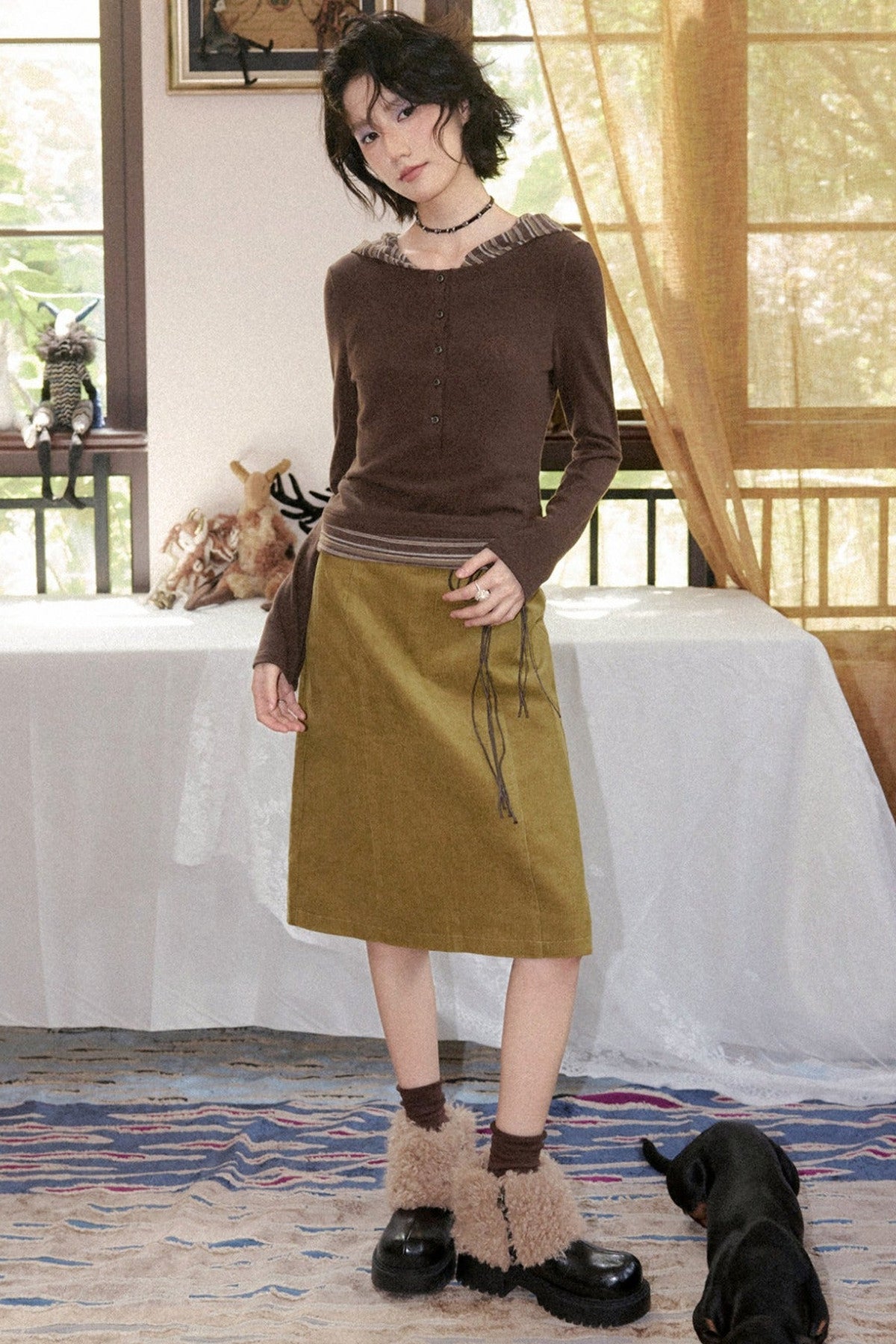 Layered-Look Striped Long-Sleeve Base Layer Top