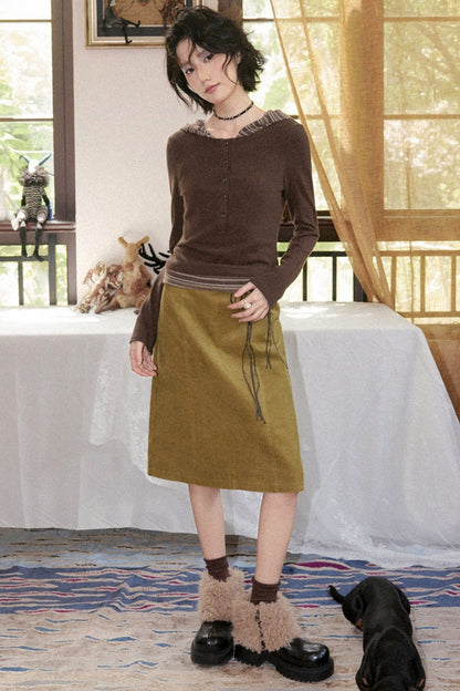 Layered-Look Striped Long-Sleeve Base Layer Top