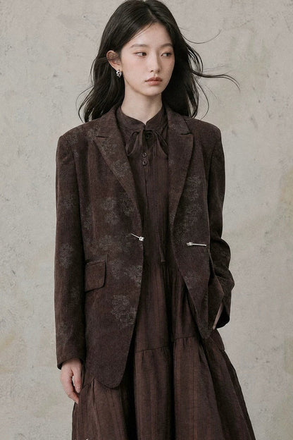 Asymmetrical Chestnut Suit Blazer