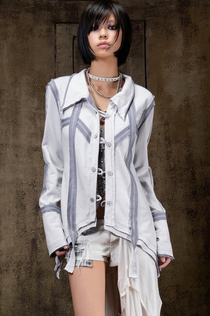 Two-Way Raw Edge Outerwear Shirt
