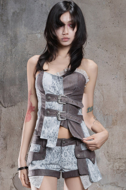 Punk Laced Irregular Tube Top