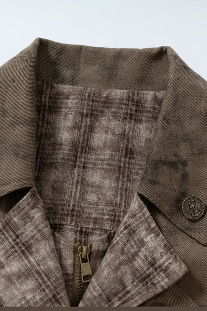 Loose Distressed Plaid Patchwork Jacket
