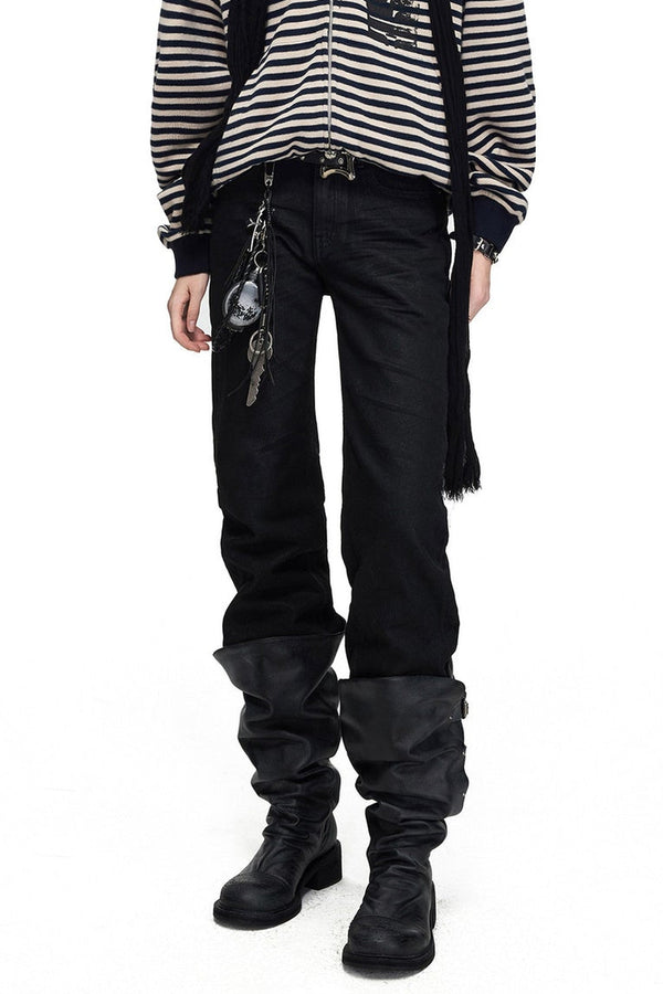 Matte Waxed Straight-Leg Jeans