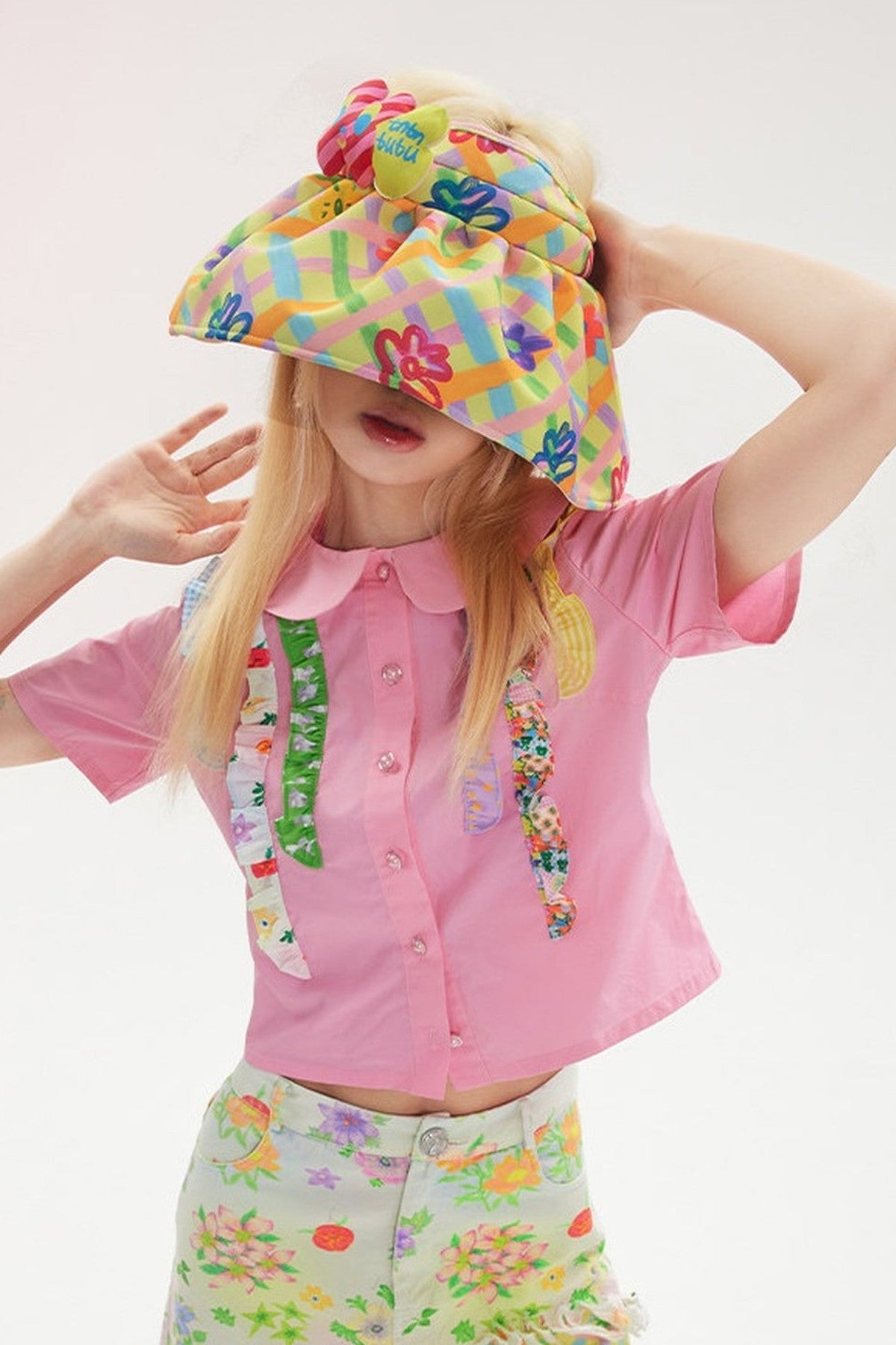 Plaid Floral Sun Visor