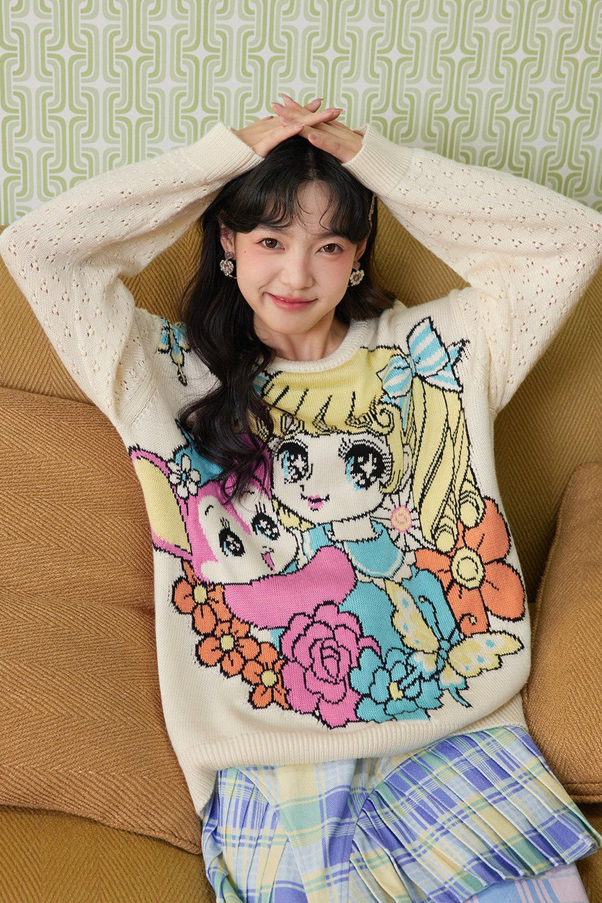 Reversible Wool Heart Knit Sweater