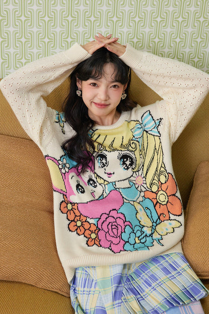 Reversible Wool Heart Knit Sweater