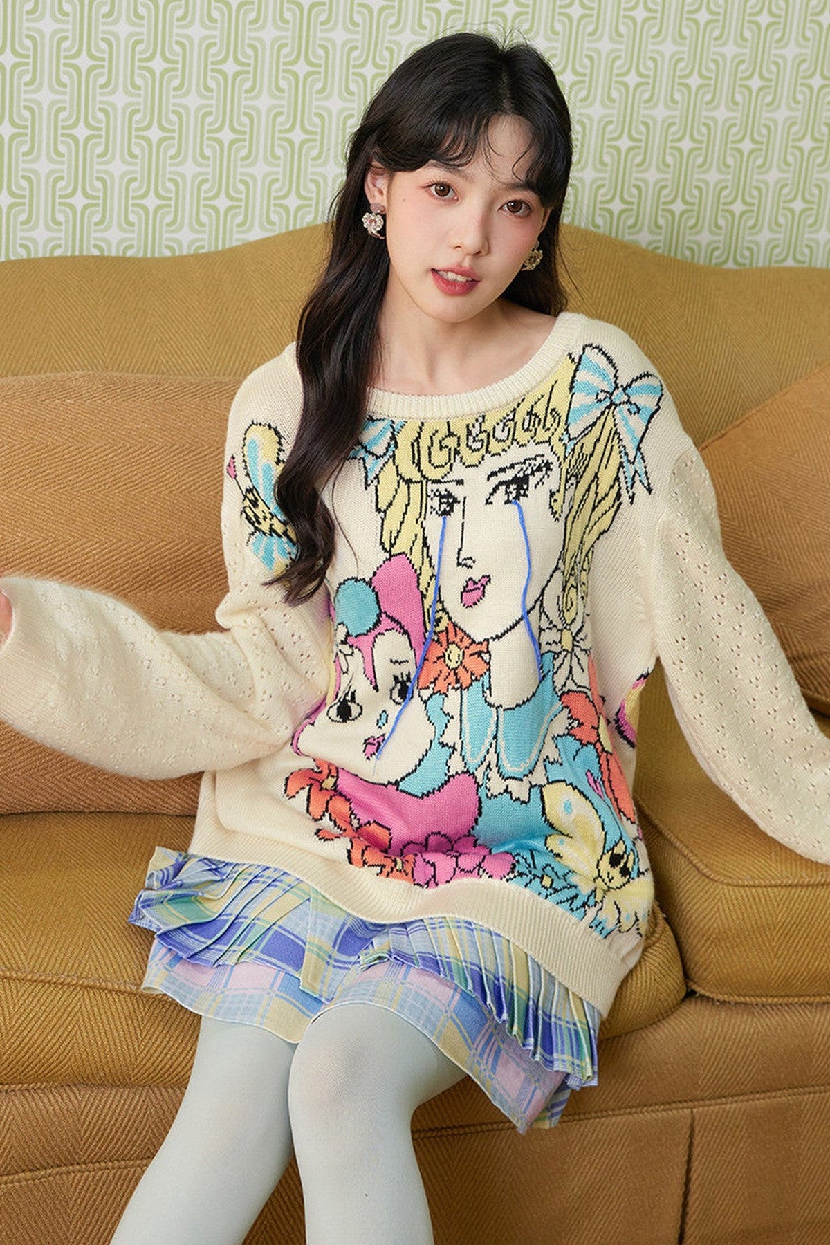 Reversible Wool Heart Knit Sweater