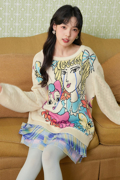 Reversible Wool Heart Knit Sweater