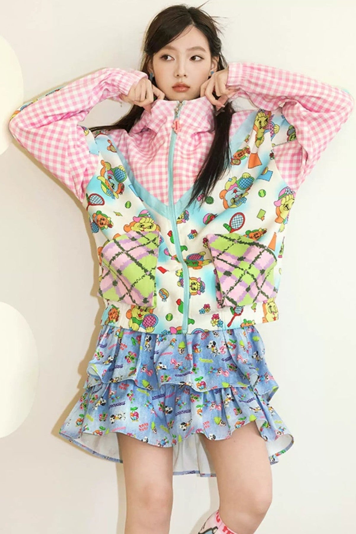 Floral Plaid Animal Hooded Jacket