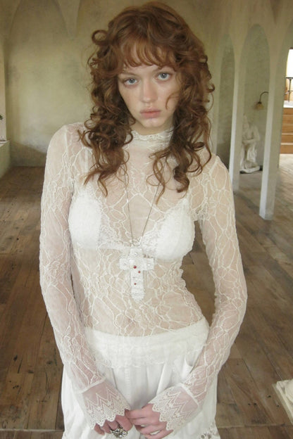 Long Sleeve Lace Blouse