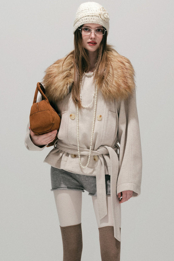 Fur Collar Wool Coat