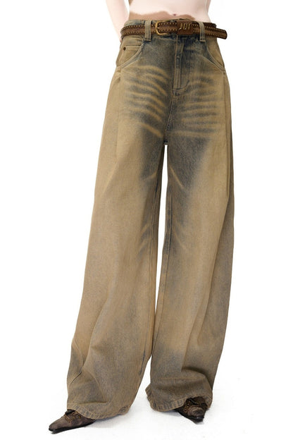 Wide-Leg Washed Vintage Scimitar Jeans