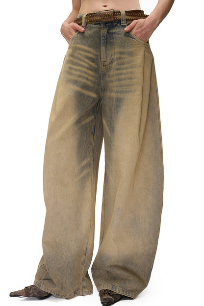 Wide-Leg Washed Vintage Scimitar Jeans
