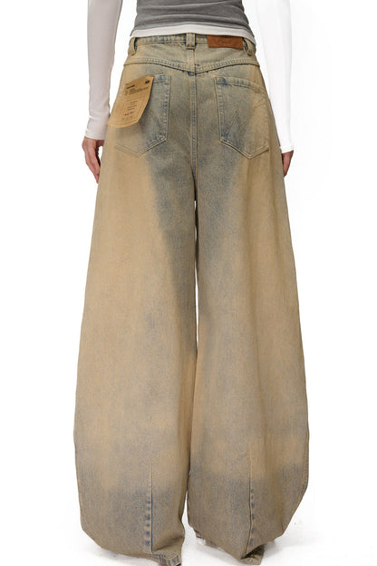 Wide-Leg Washed Vintage Scimitar Jeans