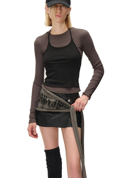 Color-Blocking Layered-Look Long-Sleeve T-shirt