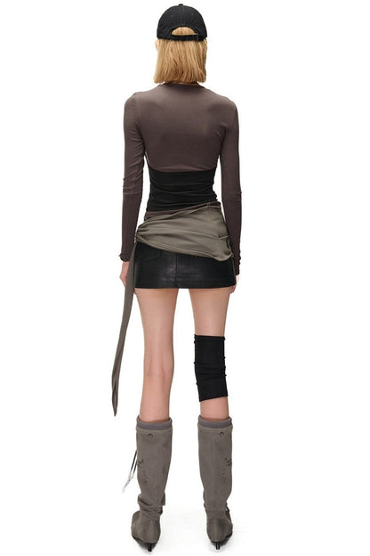 Color-Blocking Layered-Look Long-Sleeve T-shirt