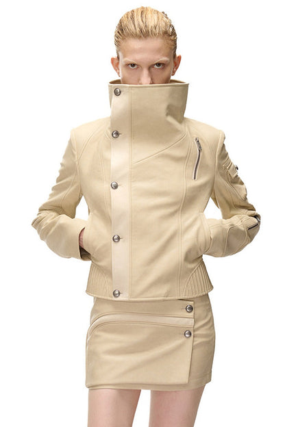 Shadow Catching Motorcycle PU Leather Jacket